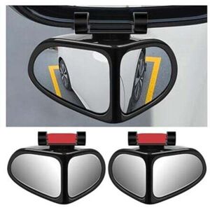 ZVD Pack 2 in 1 Car Blind Spot Mirror, 360 Degree Rotation Adjustable Wide Angle Rear View Mirror, Universal HD Auxiliary Mirror for Vehicle, Truck, SUV
