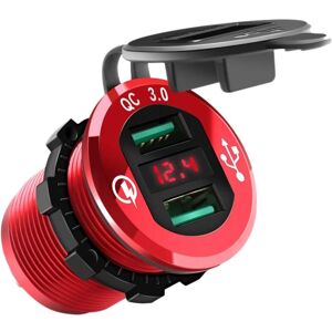 TLILY Quick Charge 3.0 usb Charger Socket, 12V/24V Dual usb Car Power Outlet Waterproof Cigarette Lighter with led Voltmeter