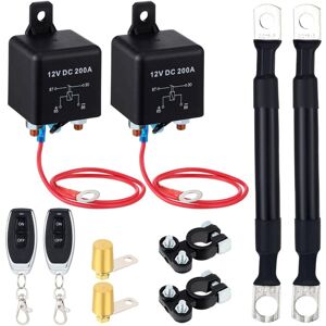 Tlily - Remote Battery Disconnect Switch Kit 200A DC12V Top Post Negative Anti Theft Car Pause Cut Off