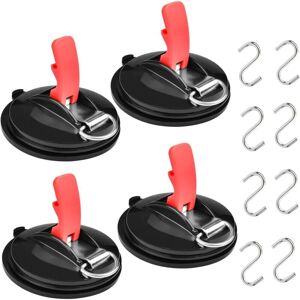 Csparkv - Suction Cup Anchor with Fastener - 4 Pieces Suction Cup Hooks Suction Cups with 8 s Hooks, Multi-Function Car Suction Cup Heavy Duty