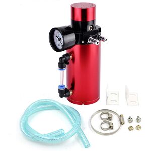 Tlily - Universal Aluminum Engine Oil Catch Reservoir Breather Tank Can With Vacuum Pressure Gauge Oil Catch Can Tank