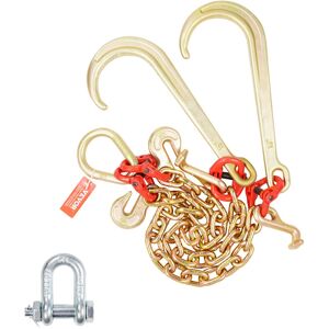 VEVOR G80 v Bridle Chain, 3/8' x 2' Towing Chain Bridle with 15' j Hooks, t Hooks & Grab Hooks, Heavy Duty Transport Tow Chain Bridle with 7800 lbs Safe