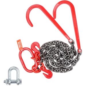 VEVOR G80 v Bridle Chain, 3/8' x 3' Towing Chain Bridle with 15' j Hooks and Grab Hooks, Heavy Duty Transport Tow Chain Bridle with 7800 lbs Safe Working