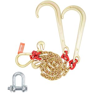 Vevor - G80 v Bridle Chain, 5/16' x 2' Towing Chain Bridle with 15' j Hooks and Grab Hooks, Heavy Duty Transport Tow Chain Bridle with 10800 lbs Safe