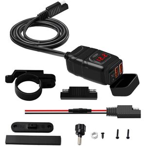 CYSLMUK Waterproof Motorcycle usb Charger, Dual USB/QC3.0 Car Charger Socket, Waterproof Motorcycle usb Socket Fast Charging with Switch and led Voltmeter