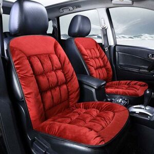 ZVD-1 pcs Universal Car Seat Cover Set Universal Car Seat Covers for Front Seats Thickened Plush Car Seat Cushion (Wine Red)
