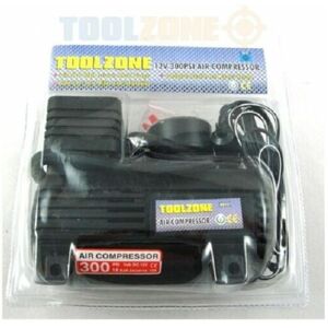 Toolzone - 12V Mini Compact air compressor 300PSI cigarette van car bike tyre inflator