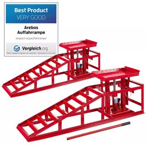 Canbolat Vertriebs Gmbh - arebos 2x Car Ramp Hydraulic Lifting Jack Device Ramp Adjustable 2T Garage Bottle Jack - red Canbolat Vertriebs Gmbh - arebos 2x Car Ramp Hydraulic Lifting Jack Device Ramp Adjustable 2T Garage Bottle Jack - red