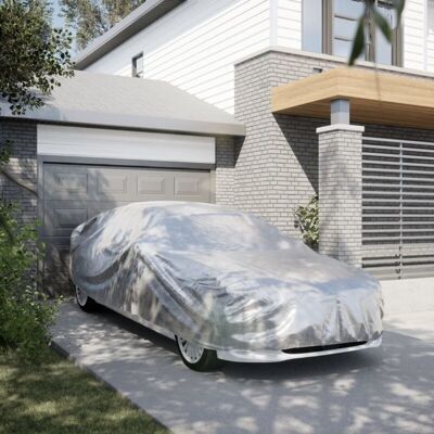 vidaXL Car Cover for Sedan with Buckle Straps Full Waterproof Silver XL - Car Cover vidaXL Car Cover for Sedan with Buckle Straps Full Waterproof Silver XL - Car Cover