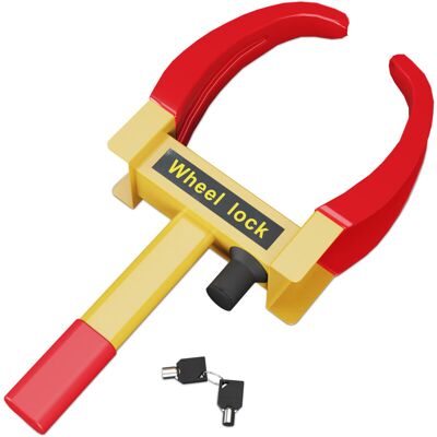 RELAXDAYS - Wheel Lock with Adjustable Brake, Steel, Yellow Red - Vehicle Security RELAXDAYS - Wheel Lock with Adjustable Brake, Steel, Yellow Red - Vehicle Security