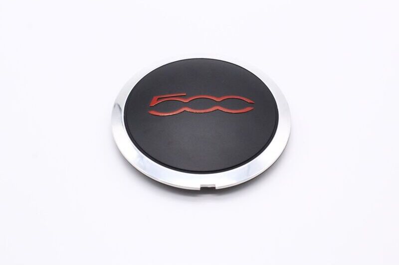 Linghhang - 1 x Alloy Wheel Center Cap with Red Chrome Logo for Fiat 500 Fiat Part Number: 51939747