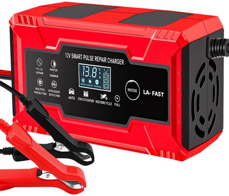 Tinor - 12V/24V 6A Intelligent Battery Charger Maintainer and Automatic Repair Function, for Lead-Acid Batteries, Gel, Start/Stop efb, Start/Stop agm