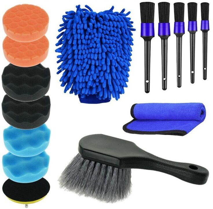 TLILY 15-Piece Car Wash Brush Car Hub Brush Space Tire Soft Hair Cleaning Brush Set