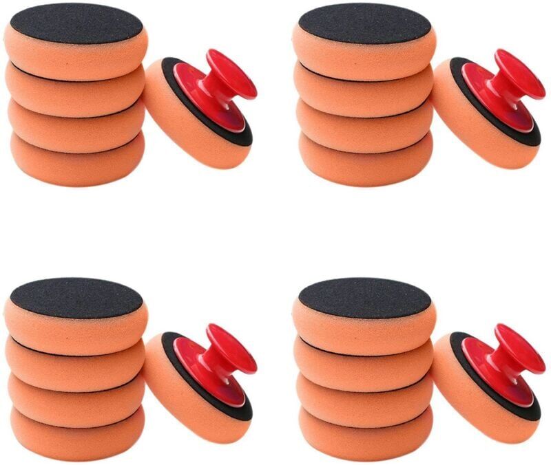 TLILY 24Pcs/Set Car Wax Wash Polish Pad Sponge Cleaning Foam Kit Microfiber Applicator Pads with Gripper Handle Car-Styling
