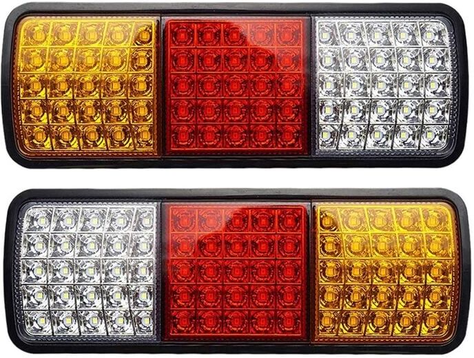TLILY 2Pcs 12V 75 led Waterproof Taillights for Truck rv Van Bus Trailer Lights Signal Indicator Brake Stop Reverse Lights