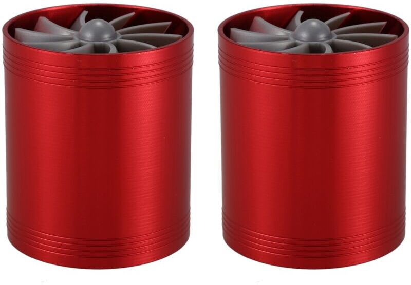 Tlily - 2X Fuel Saver Fan Air Intake Gas Charger Dual Turbine for Car (Red)