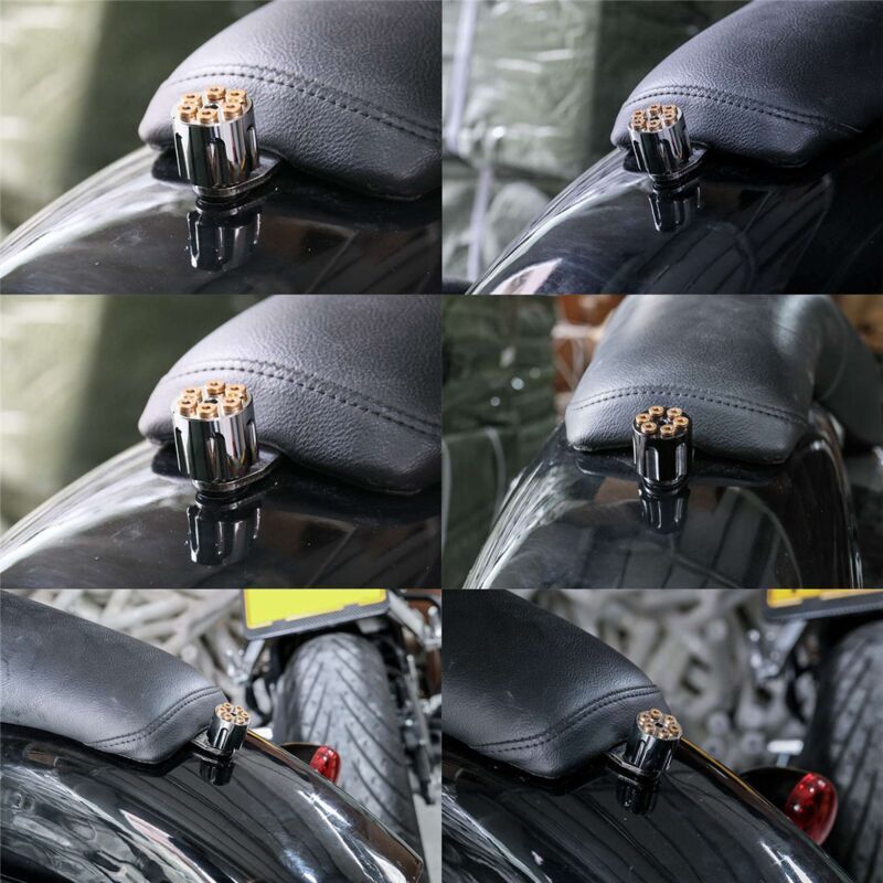 TLILY 2X Motorcycle 1/4-20 Rear Fender Seat Screw Bolt M6 Knob Cover for Sportster Wide Glide Street Fatbob Softail Black