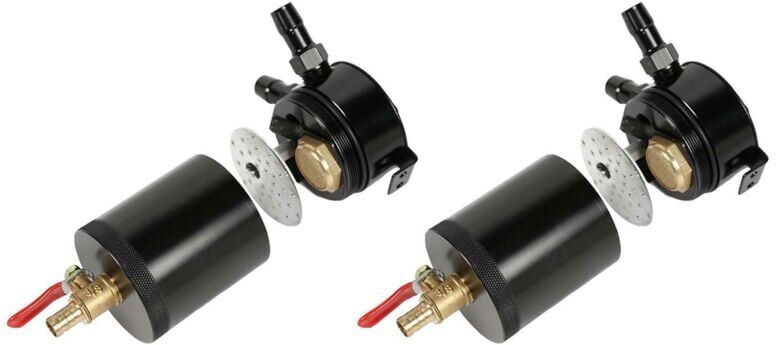 Tlily - 2X Universal Recovery Can Aluminum 2 Port Recovery Tank Compact Baffles with Drain Valve Fuel Parts