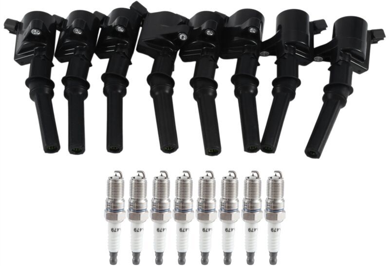 Tlily - 8PCS 3W7Z12029AA SP-479 Ignition Coil&Spark Plug for Ford Lincoln F150 E-350 E-250 E-150