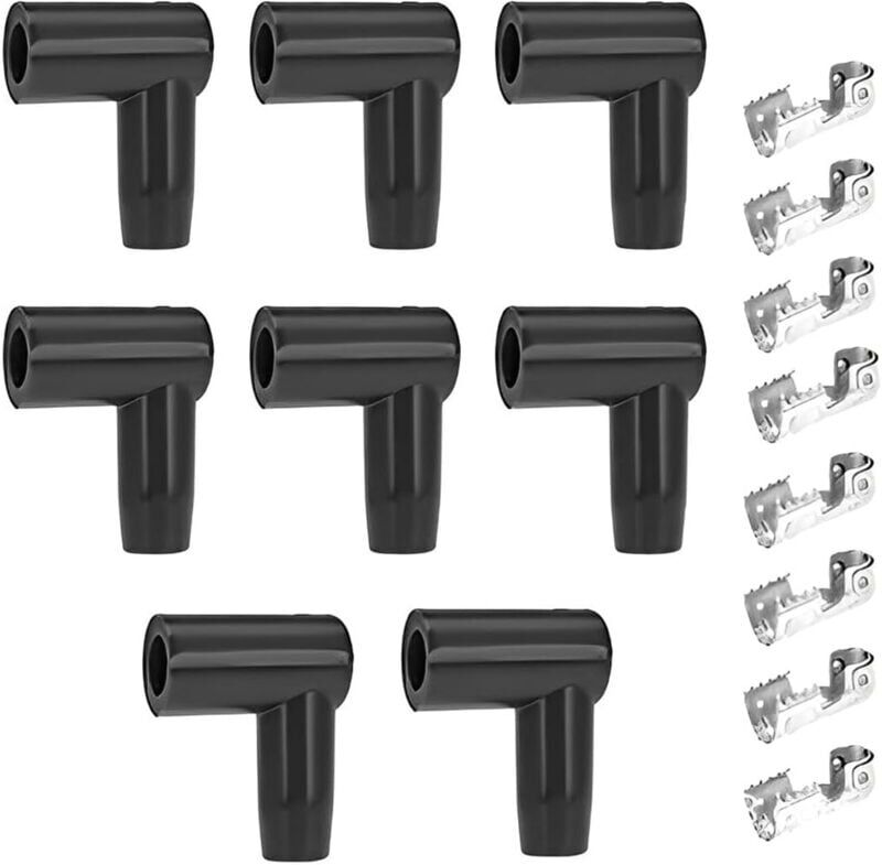 ALWAYSH 8 Pcs Spark Plug Rubber Boot, Spark Plug Wire Terminals Distributor, Spark Plug Coil Boots Kit for 6-10mm Wires, Coil Boots for Ignition Wire