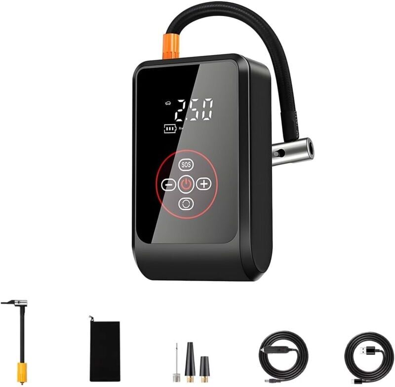 Alwaysh - 3000mAh Portable Tire Inflator - usb-c Rechargeable Air Pump, lcd Display, Auto Shut-Off, 150 psi, led, for Car, Bicycle, Motorcycle, Balls