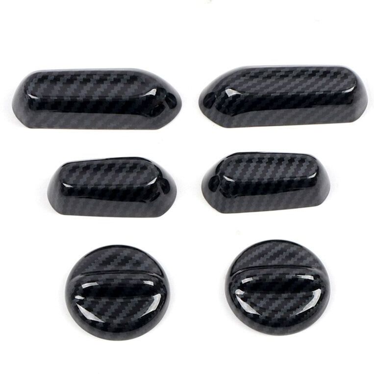 Tlily - Car Carbon Fiber Interior Front Power Seats Adjustment Switch Cover Trims for Chevrolet Silverado 2019 2020 2021 2022