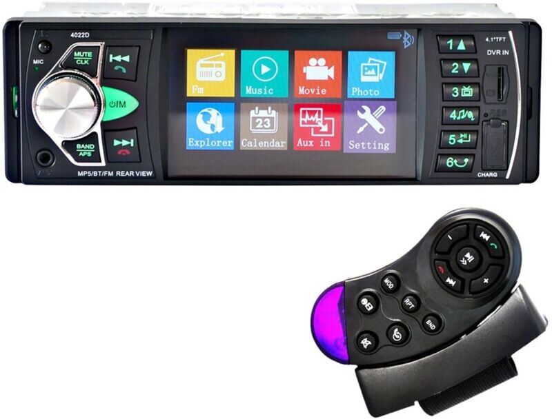 TLILY Car HD 4.1Inch Bluetooth MP5 Player Reversing Screen FM Radio Card Player Universal 4022D+Steering Wheel Remote