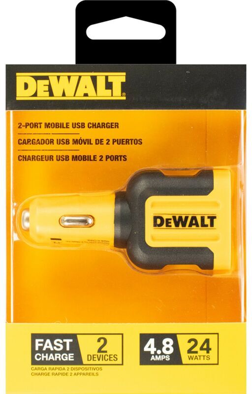 Dewalt 2-Port 4.8 Amp Car Van Charger Intelligent Fast Charging X2 USB Charger