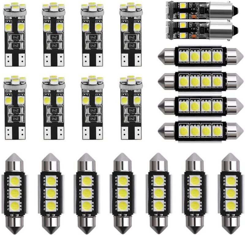 MEMKEY LED Bulbs 6000-8000K 12V White Light Bulbs Mini Interior Lights Car License Plate Kit 21pcs