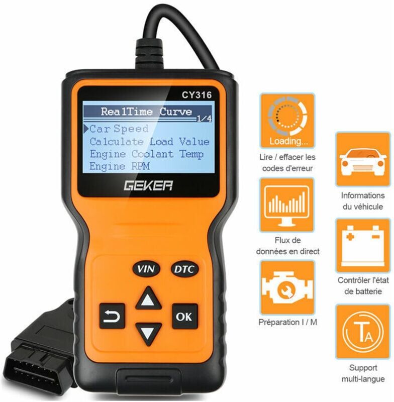 Lune - MoonUniversal OBD2 Car Diagnostic Tool Code Reader Diagnostic Suitcase Auto Scanner Diagnosis obdii French Support