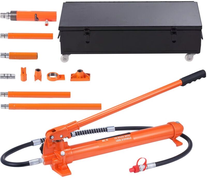 20 Ton Porta Power Kit, Hydraulic Jack with 4.6 ft Oil Hose, Car Frame Repair Tool, Storage Case - Mophorn