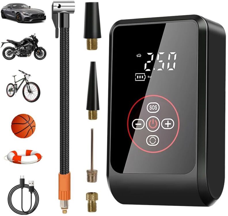 Tinor - Portable Air Compressor, 4000mAh Cordless Car Tire Inflator, 150PSI Mini Electric Bike Pump with led Light Digital Display Electric