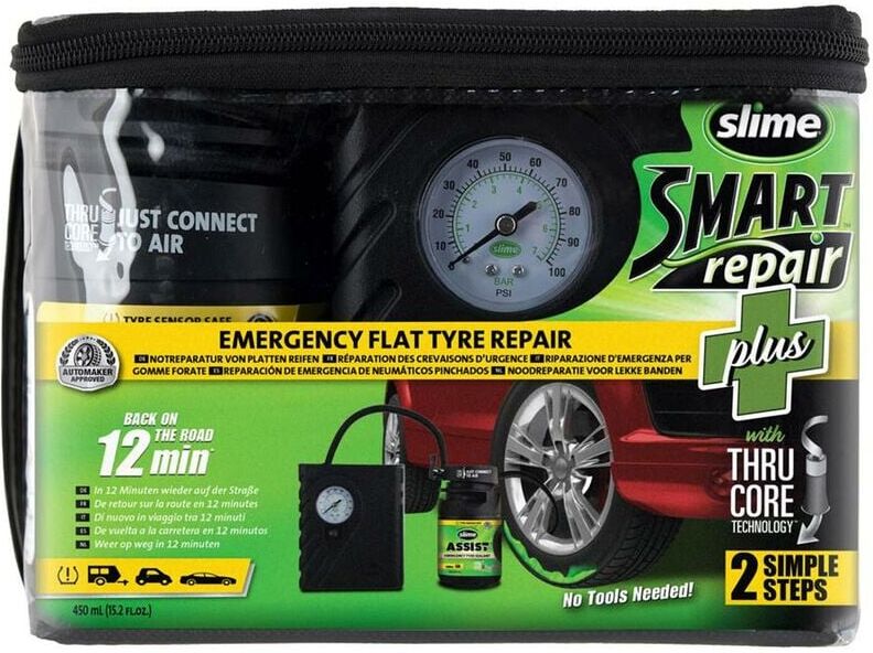 Slime - Flat Tyre Puncture Repair Sealant Smart Emergency Kit Air Compressor 50138