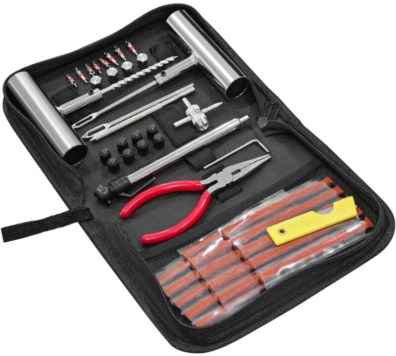 Sollbry - 46Pcs Heavy Duty Tire Plugs Kit Puncture Repair Tool Car Emergency Tool Universal Tire Puncture Repair Kit for Motorcycle Truck Tractor