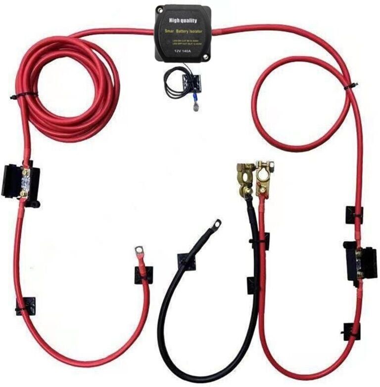 Tlily - Split Charger Relay Kit 6mtr 12V Automatic Dual Battery Isolator 140AMP Voltage Sense vsr for rv Truck atv