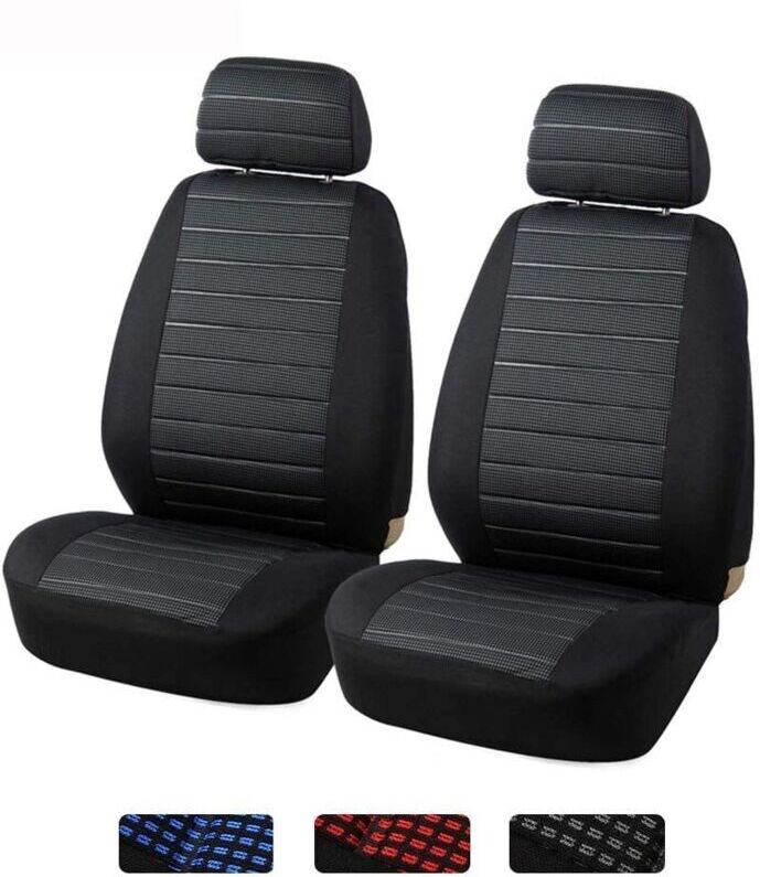 TINOR Universal Front Car Seat Covers 2 Seats, Fabric Car Seat Covers, Airbag Compatible, Fits Most Cars Van suv Truck, Gray