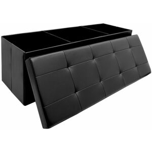 Dunedesign 110cm Foldable Ottoman Storage Box - 120L Faux Leather Sofa Stool - Storage Box - schwarz