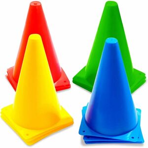 GROOFOO 12 multi-colored traffic cones, traffic cones, sports cones, 23 cm - high quality durable plastic - field cone for football, agility sport or dog