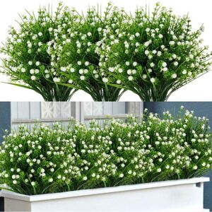 Xuigort - 12 Bundles Outdoor Artificial Flowers, Real Touch Fake Baby's Breath uv Resistant No Fade Faux Plastic Plants for Garden Patio Porch Window