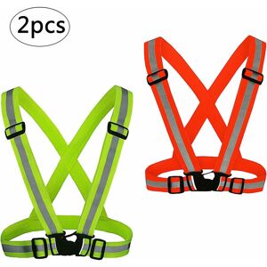 LANGRAY 2 Pieces Reflective Vest, Adjustable Safety Vest Safety Vest Reflective Signaling Vest for Adults / Children Cycling