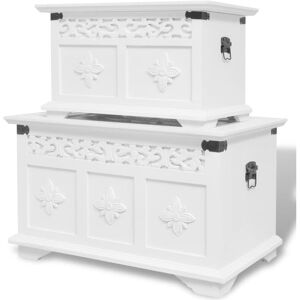 Two Piece Storage Chest Set White Vidaxl White