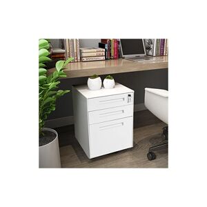 ABRIHOME 3 Drawer File Cabinet Filing Pedestal Metal Solid Mobile with Keys, Fully Assembled Except Casters（White）