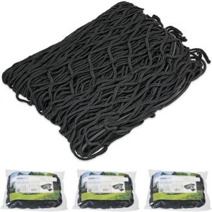 Luggage Net, 4x Set, for Car Trailers & Cargo, Elasticated Luggage Holder, Stretchable upto 3 x 2 m, Black - Relaxdays