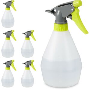 Relaxdays - 6x Spray Bottle, 500 ml Volume, Nozzle for Mist & Stream, with Scale, Refillable, Plastic, 20x9x11 cm, White