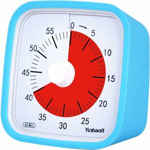 PESCE 60 Minute Analog Timer Version, Visual Time Tracking Tool for Kitchen, Office, Home and School, No Ticking, Optional Audible Alarm (Blue)