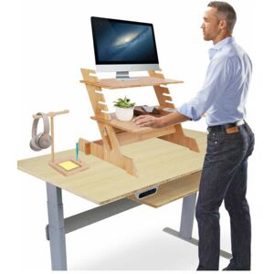 UNHO Extra Wide Standing Desk Converter Height-Adjustable Sit-stand Table Laptop Tray