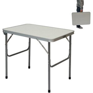 Amanka Camping Table in Aluminium and mdf Case Shaped with Carry Handle Steel Frame Portable Folding Table for Picnic Garden bbq ca. 70x50x60 cm - silber