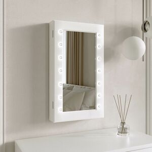 Carme Home - Katie - Wall Mounted/Tabletop Jewellery Mirror Cabinet with led Lights Shelves Makeup Storage Organiser White Bedroom Furniture - White