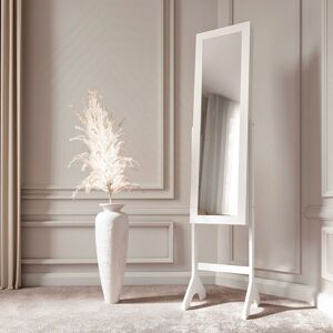 Carme Home - Caitlyn - White Standing Full Length Jewellery Mirror Cabinet with Shelves Bedroom Storage Organiser Makeup Cosmetics Bedroom Furniture