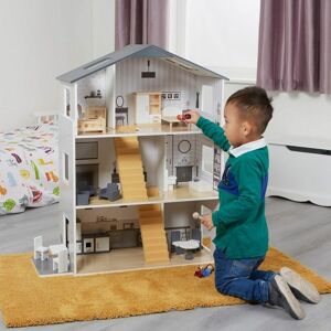 Liberty House Toys - Contemporary Dolls House with 18 Handcrafted Wood Furniture Accessories